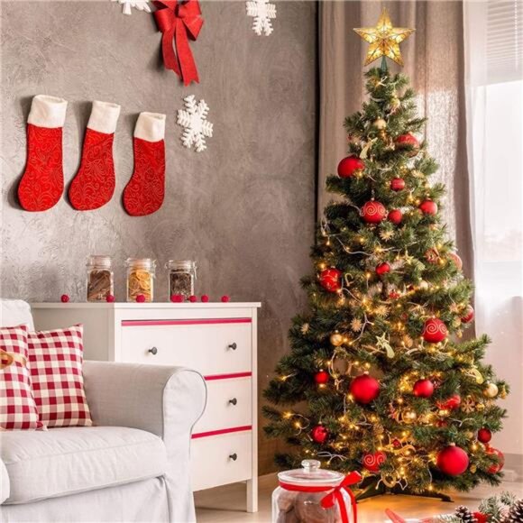 Gold Christmas Tree Topper Star Lights 9.5 Inch 3D Double Sided Xmas Decor - Picture 5 of 7